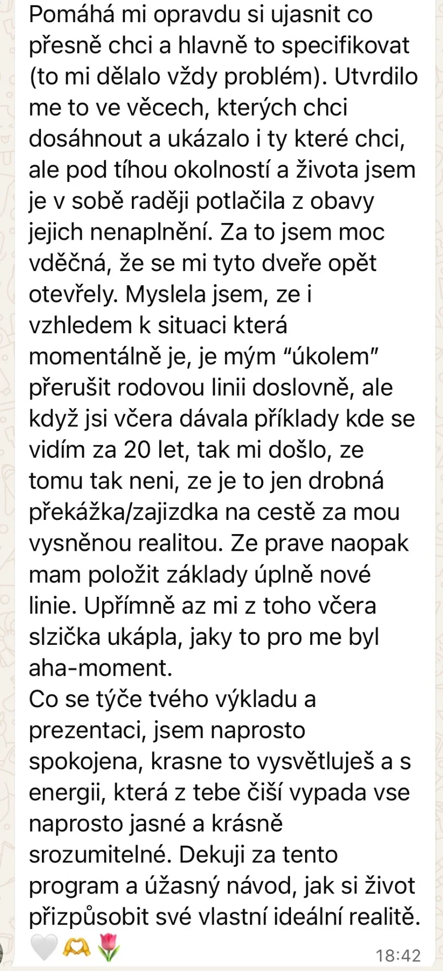 Zpětná vazba účastnice 2